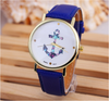 Ladies Vintage Flower Watch Anchor Leather