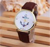 Ladies Vintage Flower Watch Anchor Leather