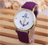 Ladies Vintage Flower Watch Anchor Leather